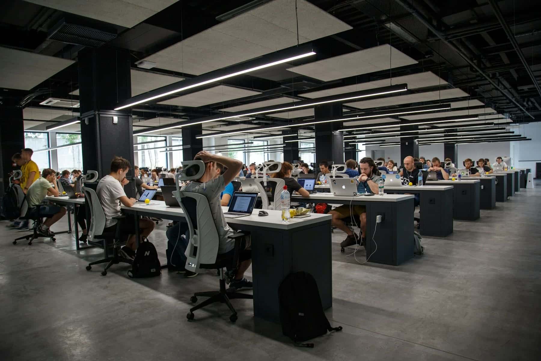 Open office with developers at work